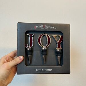 NIB Barware Collection JOY Bottle Stoppers Set of 3
